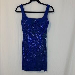 Elegant Blue Sequin Dress